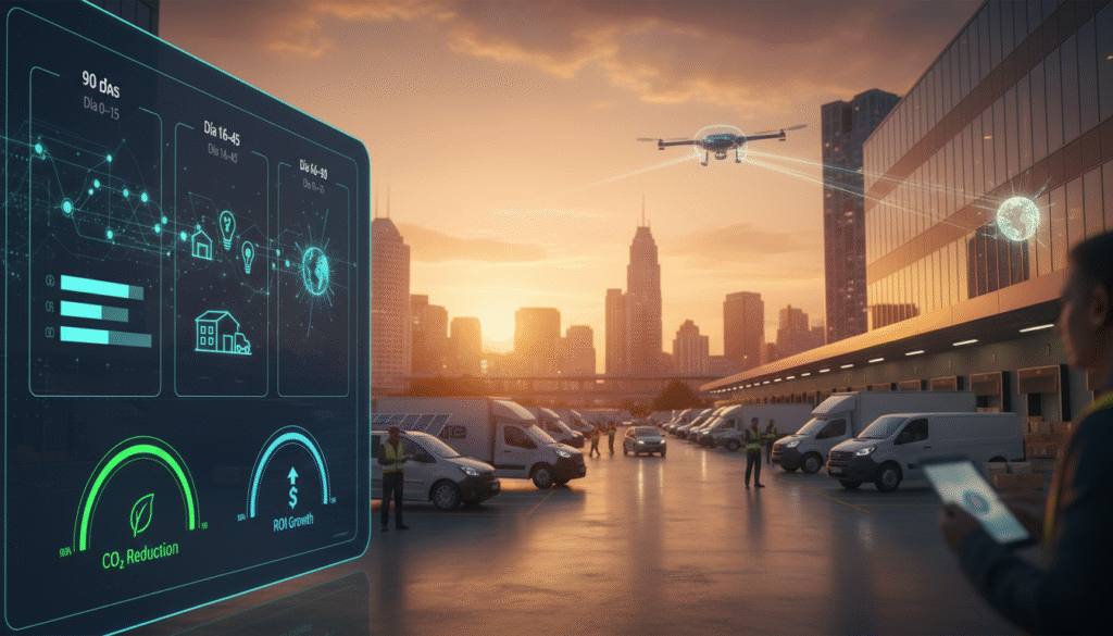 7) Roadmap de 90 días (piloto con ROI y CO₂ visibles)