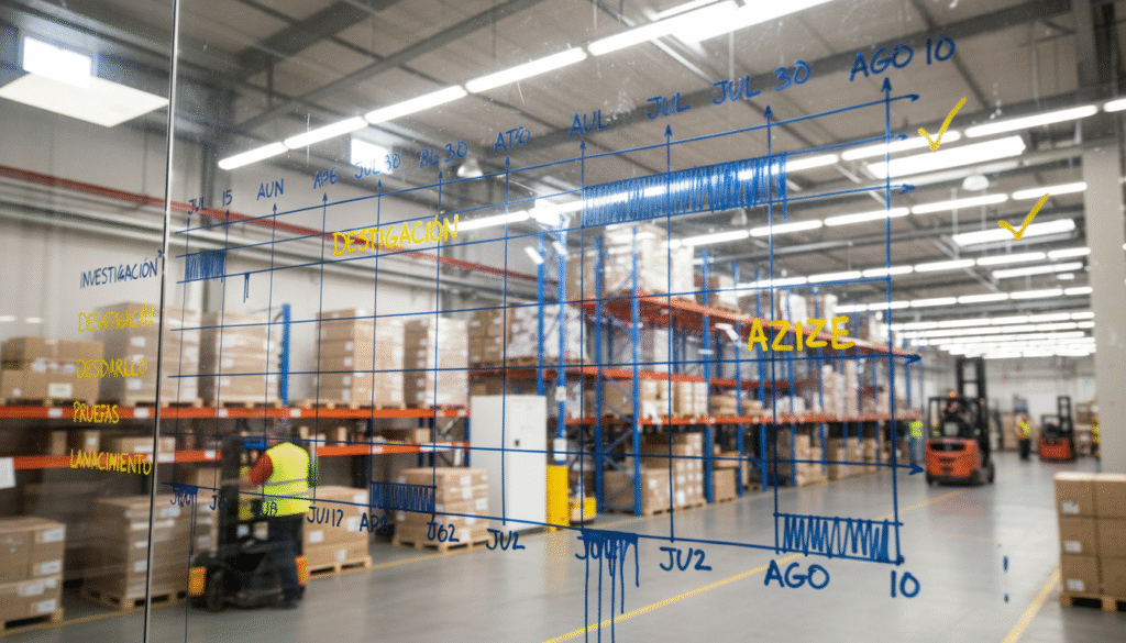 Roadmap de implantación del WMS por oleadas (90 días + 6 meses)